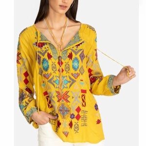 NWT Johnny Was Ziggy Cupra Embroidered Blouse in the Golden Road Size Small